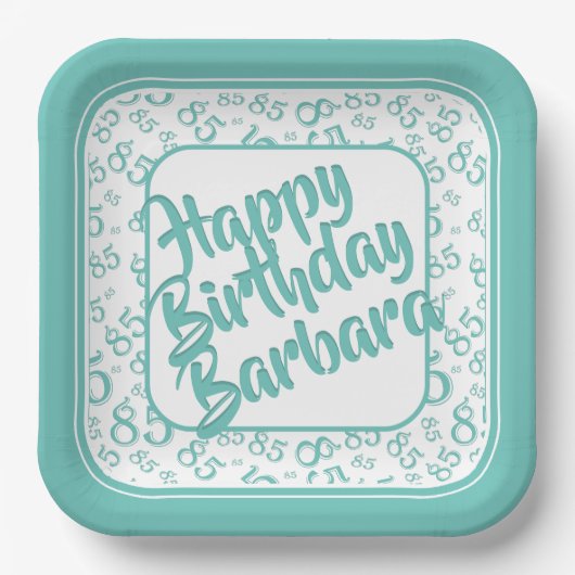 85e Partij Willekeurige Getal Patroon Blauwgroen/W Papieren Bordje (Voorkant)