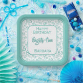 85e Partij Willekeurige Getal Patroon Blauwgroen/W Papieren Bordje (Feest)