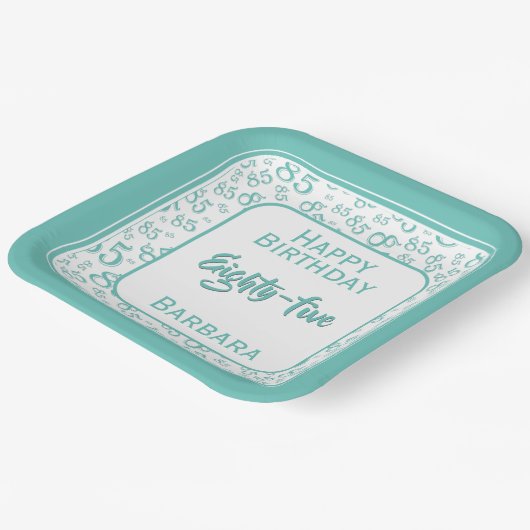 85e Partij Willekeurige Getal Patroon Blauwgroen/W Papieren Bordje (Gebogen)
