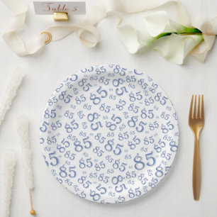 85e Partij Willekeurige Nummer Patroon Blauw/Wit Papieren Bordje
