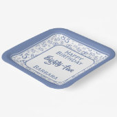 85e Partij Willekeurige Nummer Patroon Blauw/Wit Papieren Bordje (Gebogen)