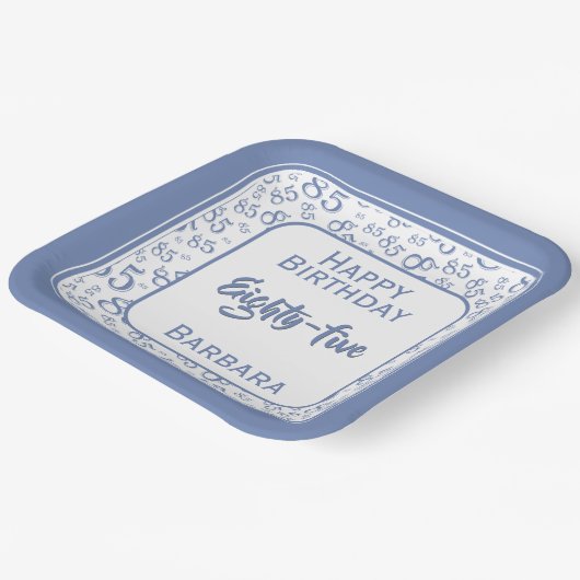 85e Partij Willekeurige Nummer Patroon Blauw/Wit Papieren Bordje (Gebogen)