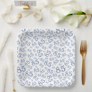 85e Partij Willekeurige Nummer Patroon Blauw/Wit Papieren Bordje