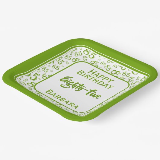 85e Partij Willekeurige Nummer Patroon Groen/Wit Papieren Bordje (Gebogen)