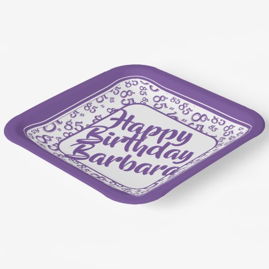 85e Partij Willekeurige Nummer Patroon Paarse/Wit Papieren Bordje (Gebogen)