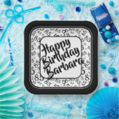 85e Partij Willekeurige Nummer Patroon Zwart/Wit Papieren Bordje (Feest)