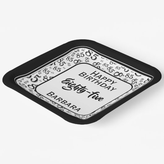 85e Partij Willekeurige Nummer Patroon Zwart/Wit Papieren Bordje (Gebogen)