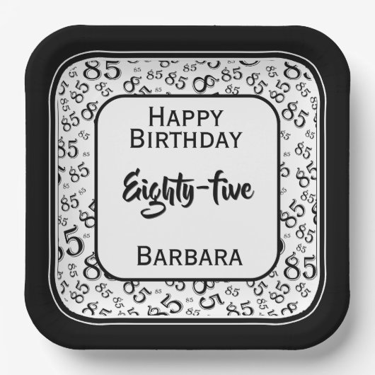85e Partij Willekeurige Nummer Patroon Zwart/Wit Papieren Bordje (Voorkant)