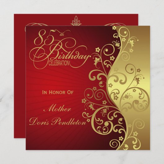 85e uitnodiging van Red & Gold-partij (Voorkant / Achterkant)