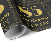85e verjaardag ~ Art Deco geïnspireerd look "85",  Cadeaupapier (Rol Hoek)