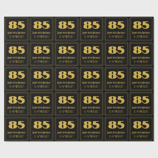 85e verjaardag - Art Deco geïnspireerde look "85"  Cadeaupapier (Zoom)