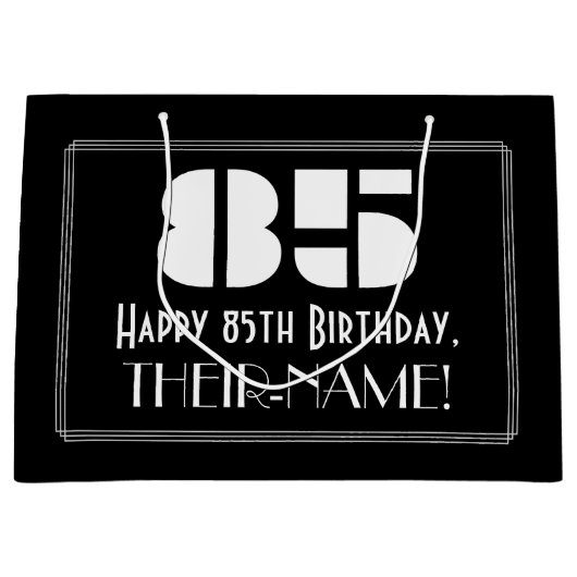 85e verjaardag ~ Art Deco Geïnspireerde look "85"  Groot Cadeauzakje (Voorkant)