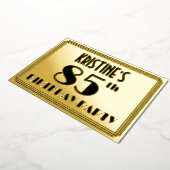 85e verjaardag — Art Deco look "85" + Naam Folie Uitnodiging (Gedraaid)