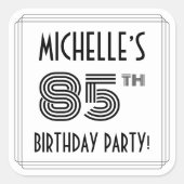 85e verjaardag: Art Deco Style + aangepaste naam Vierkante Sticker (Voorkant)