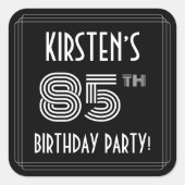 85e verjaardag: Art Deco Style en aangepaste naam Vierkante Sticker (Voorkant)