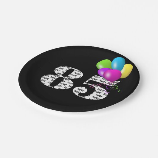 85e verjaardag ballon boeket papieren bordje (Gekanteld)