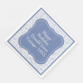 85e verjaardag Blauw/Wit Beugel Getal Patroon Servet (Hoek)