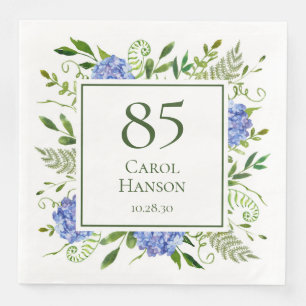 85e verjaardag Blauwe Hortensia Servet