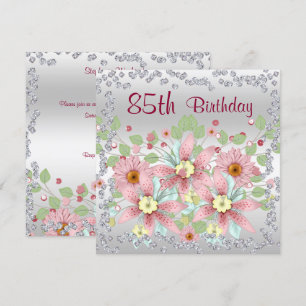 85e verjaardag Bloemen Display & Diamanten Kaart