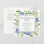 85e Verjaardag Blue Hydrangeas Kaart Verzoek (Voorkant / Achterkant)