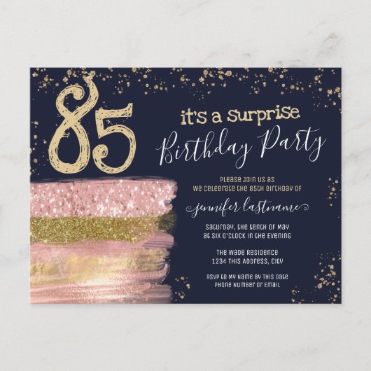 85e verjaardag Briefkaart Glitter Cake Surprise Pa (Voorkant)