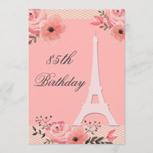 85e verjaardag Chic Floral Paris Eiffel Tower Kaart