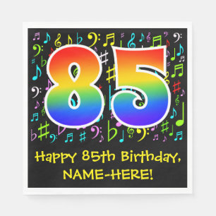 85e verjaardag - Colorful Music Symbols, Rainbow 8 Servet