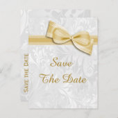 85e verjaardag Damask en Faux Bow Bewaar de datum Aankondigingskaart (Voorkant / Achterkant)