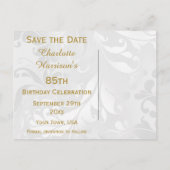 85e verjaardag Damask en Faux Bow Bewaar de datum Aankondigingskaart (Achterkant)