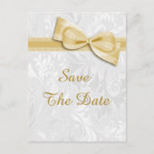 85e verjaardag Damask en Faux Bow Bewaar de datum Aankondigingskaart (Voorkant)