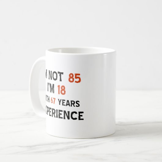 85e verjaardag design koffiemok (Voorkant links)