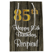 85e verjaardag: Elegant Faux Gold Look #, Faux Woo Medium Cadeauzakje (Voorkant)