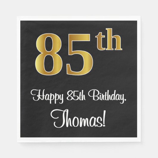 85e verjaardag ~ Elegant Luxe Faux Gold Look # Servet (Voorkant)