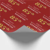85e verjaardag: Elegant, rood, Faux Gold look Cadeaupapier (Hoek)