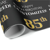 85e verjaardag: Elegant, zwart, Faux Gold look Cadeaupapier (Rol Hoek)