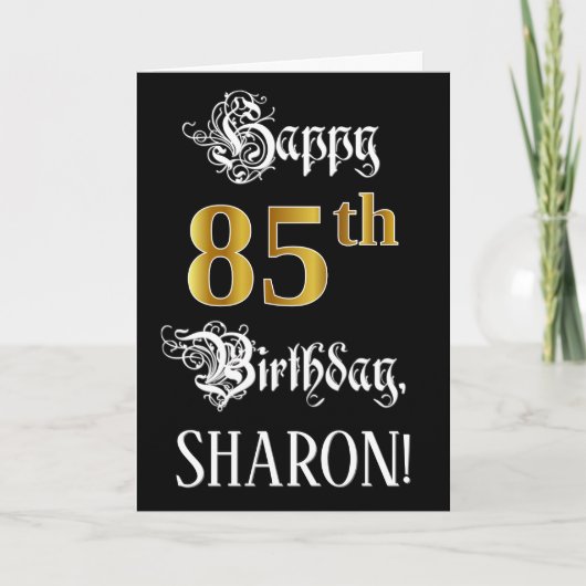 85e verjaardag — Fancy script; Faux Gold Kijk; naa Kaart (Voorkant)