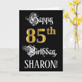 85e verjaardag — Fancy script; Faux Gold Kijk; naa Kaart (Gele Bloem)