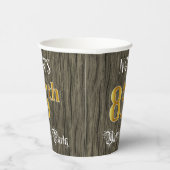 85e verjaardag - Faux Gold & Faux Wood Papieren Bekers (Rechts)