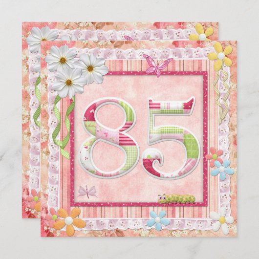 85e verjaardag feest scrapbooking stijl kaart (Voorkant / Achterkant)