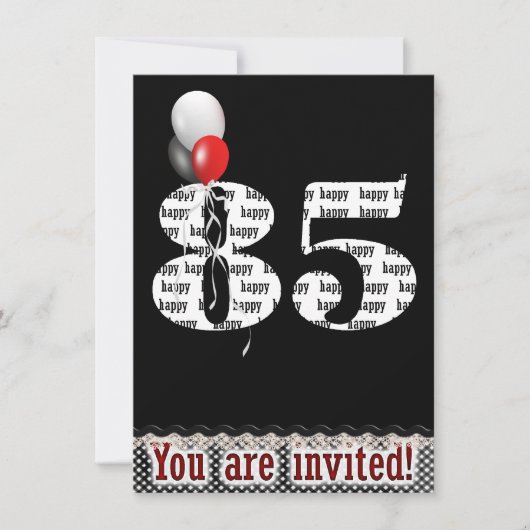 85e verjaardag feestuitnodiging kaart (Voorkant)