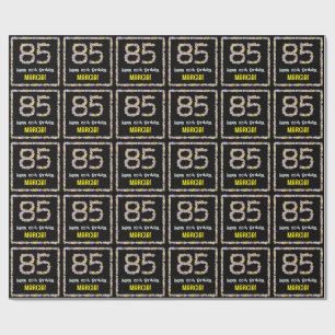 85e verjaardag: Floral Flowers Number, Custom Name Cadeaupapier