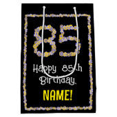 85e verjaardag: Floral Flowers Number, Custom Name Medium Cadeauzakje (Achterkant)