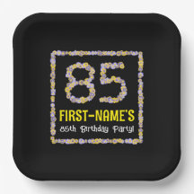 85e verjaardag: Floral Flowers Number, Custom Name