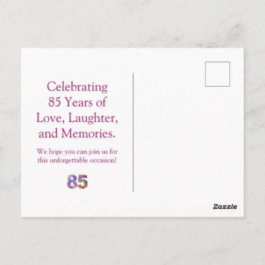 85e verjaardag Floral Modern - 85 jaar uitnodiging (Achterkant)