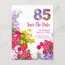 85e verjaardag Floral Modern Save The Date