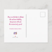 85e verjaardag Floral Modern Save The Date Aankondigingskaart (Achterkant)