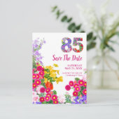 85e verjaardag Floral Modern Save The Date Aankondigingskaart (Staand voorkant)