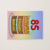 85e verjaardag: Fun Cake and Candles + Custom Name Legpuzzel (Horizontaal)