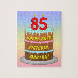 85e verjaardag: Fun Cake and Candles + Custom Name Legpuzzel