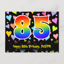 85e verjaardag: Fun Hearts-patroon, Regenboog 85 Briefkaart